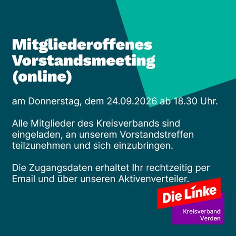 Sharepic zum Online-Vorstandsmeeting am 24. September 2026 um 18.30 Uhr